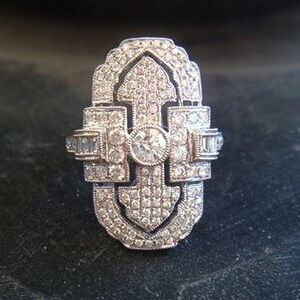 Silver Art Deco Statement Ring